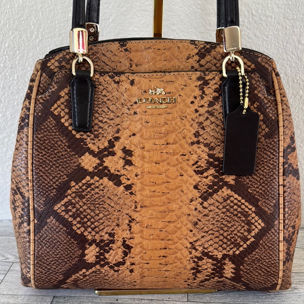 Coach Minetta Python Embossed Leather Crossbody B… - image 1
